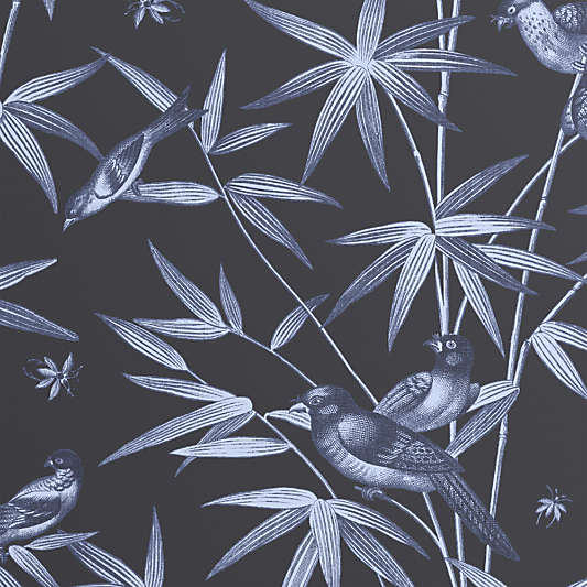 Finch Midnight Navy Botanical Wallpaper