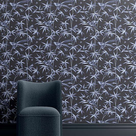 Finch Midnight Navy Botanical Wallpaper