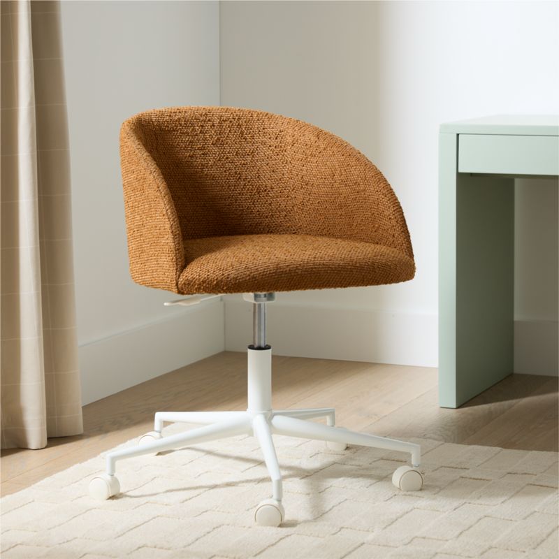 Finch Maple Brown Boucle Kids Desk Chair with White Base - image 2 of 10
