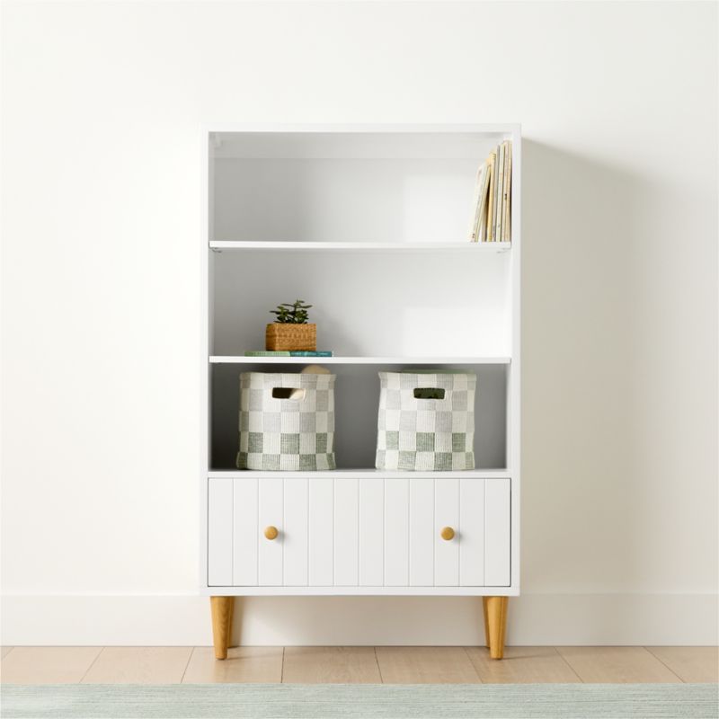 Finn 36" White Wood 3-Shelf Tall Kids Bookcase with Drawer - image 1 of 5