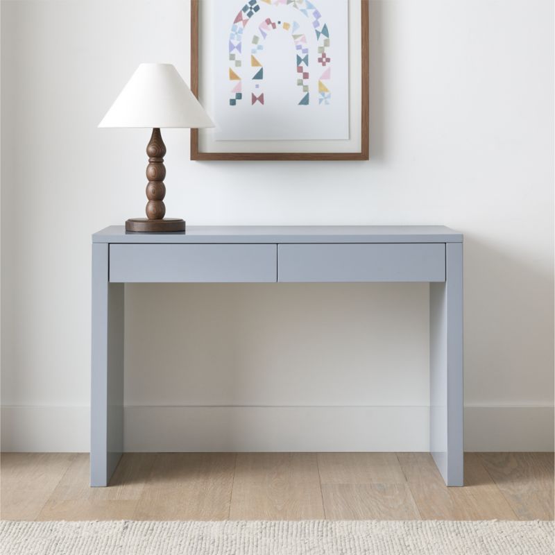Finn 44" Mist Blue Wood 2-Drawer Kids Desk - image 2 of 9