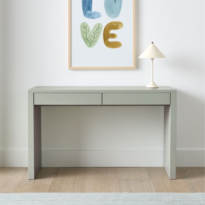Finn 44" Sage Green Wood 2-Drawer Kids Desk - image 2 of 9