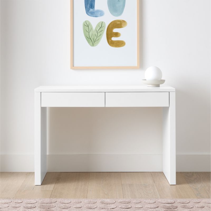 Finn 44" White Wood 2-Drawer Kids Desk - image 2 of 9
