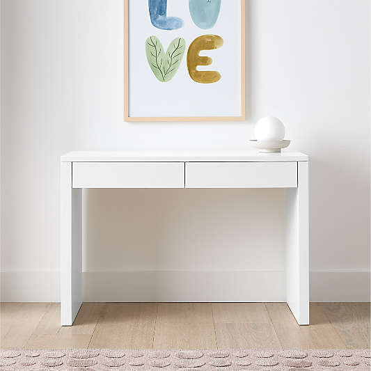 Finn 44" White Wood 2-Drawer Kids Desk
