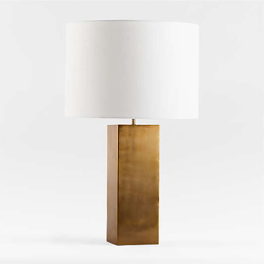 Folie Brass Square USB Table Lamp with Drum Shade