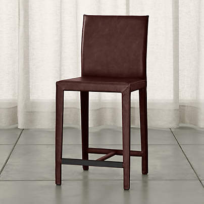 Folio Merlot Top-Grain Leather Counter Stool