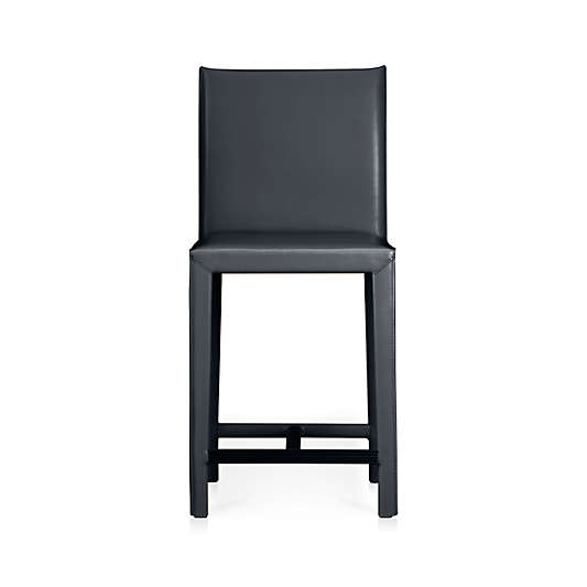 Folio Oceana Blue Top-Grain Leather Counter Stool