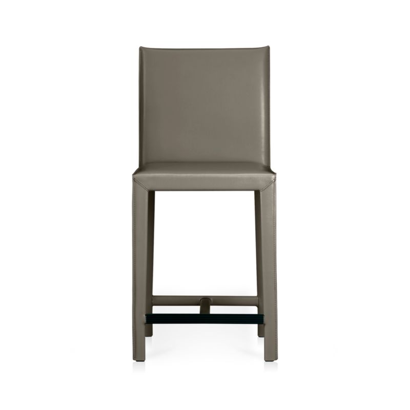 Folio Stone Grey Top-Grain Leather Counter Stool