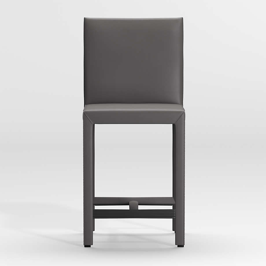 Folio Dark Grey TopGrain Leather Counter Stool + Reviews Crate & Barrel