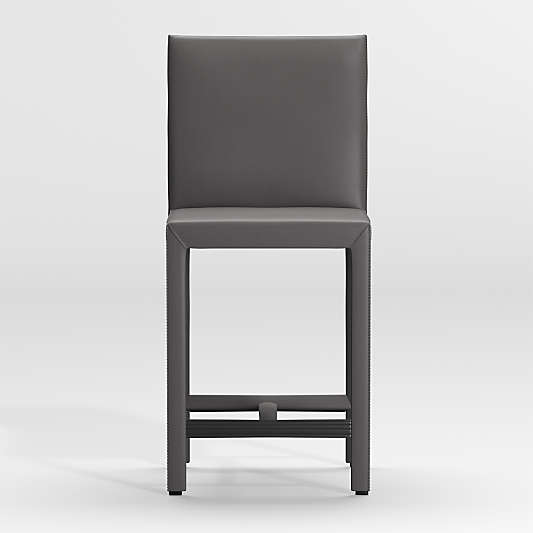 Folio Dark Grey Top-Grain Leather Counter Stool