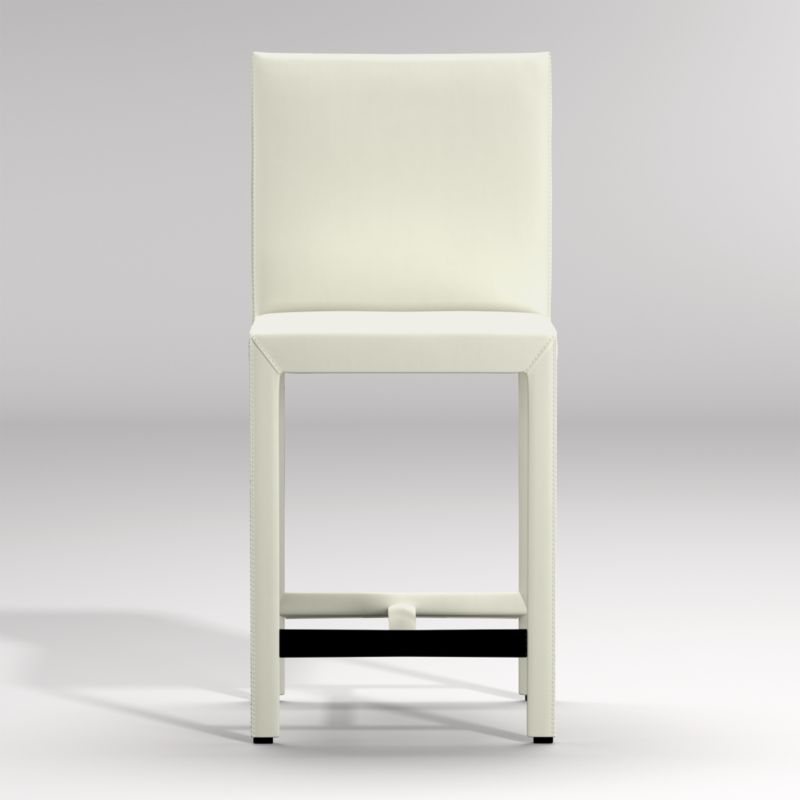 Folio White Top-Grain Leather Counter Stool