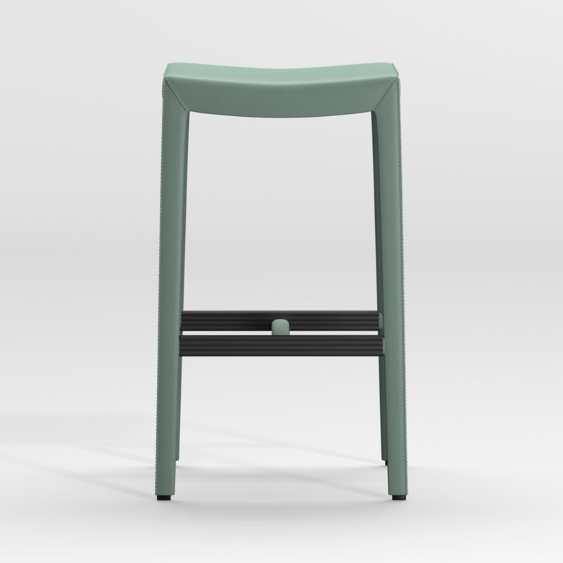 Folio Green Top-Grain Leather Backless Bar Stool - image 0 of 2