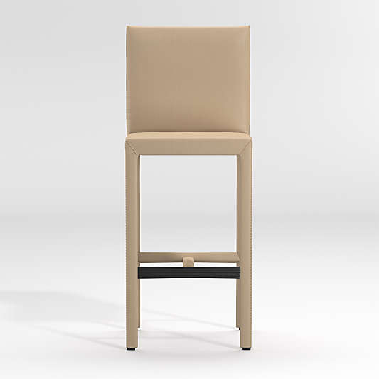 Folio Beige Top-Grain Leather Bar Stool