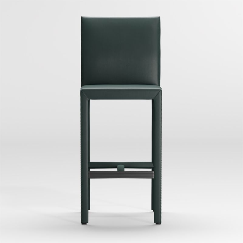 Folio Dark Green Top-Grain Leather Bar Stool - image 0 of 2