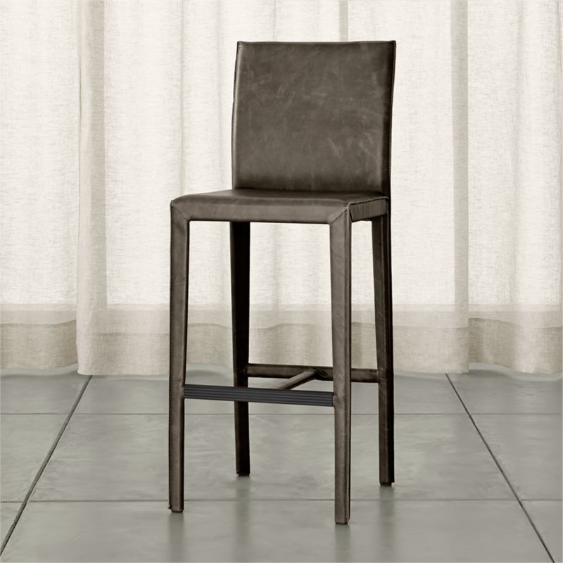 Folio Granite Grey Top-Grain Leather Bar Stool - image 0 of 5