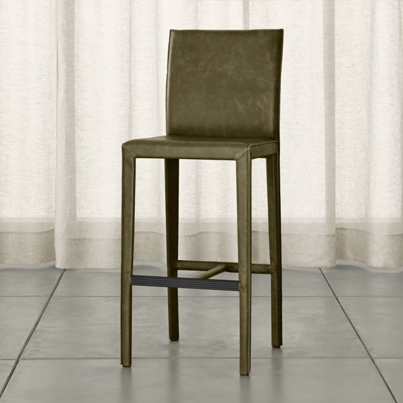 Folio Olive Top-Grain Leather Bar Stool - image 0 of 5