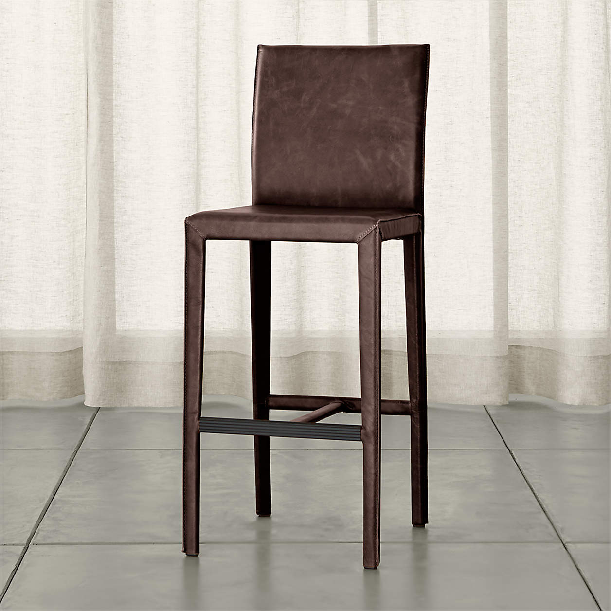 Folio Saddle TopGrain Leather Bar Stool + Reviews Crate & Barrel