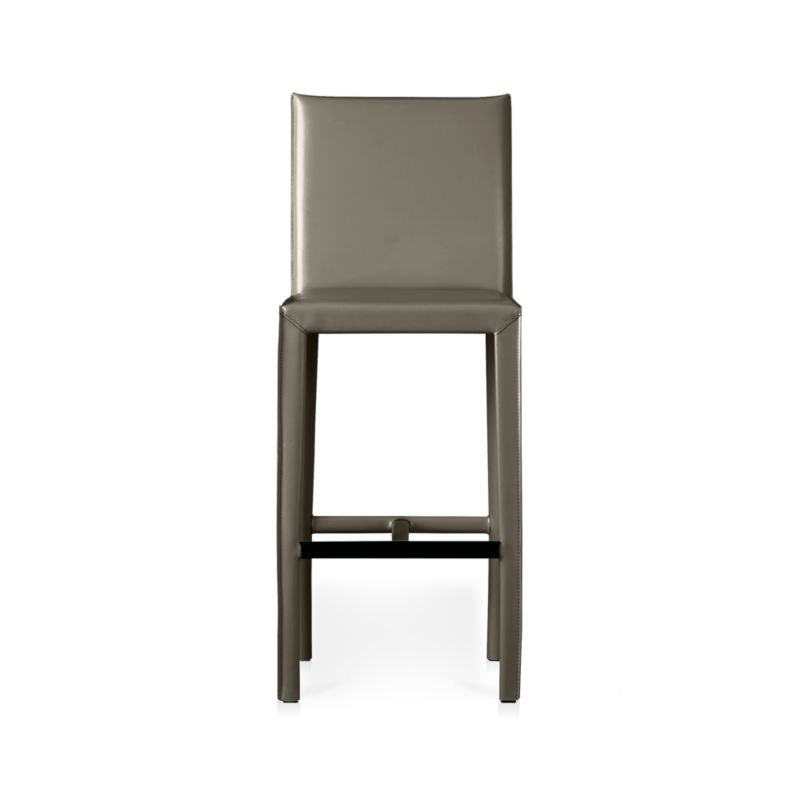 Folio Stone Grey Top-Grain Leather Counter Stool