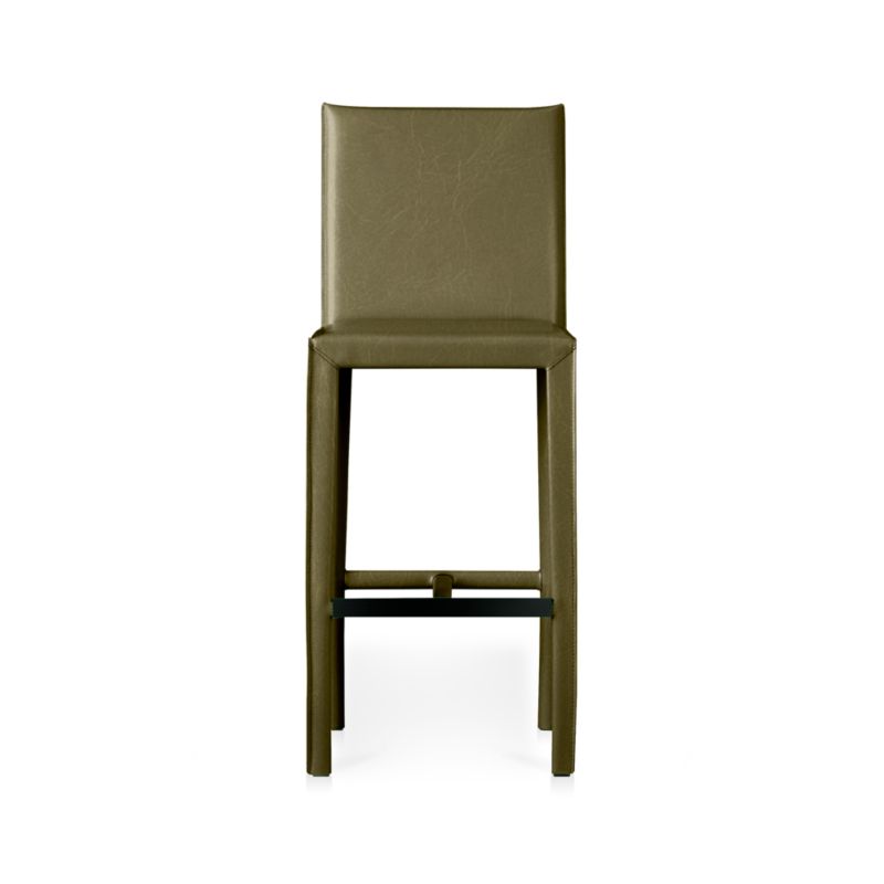 Folio Olive Green Top-Grain Leather Counter Stool