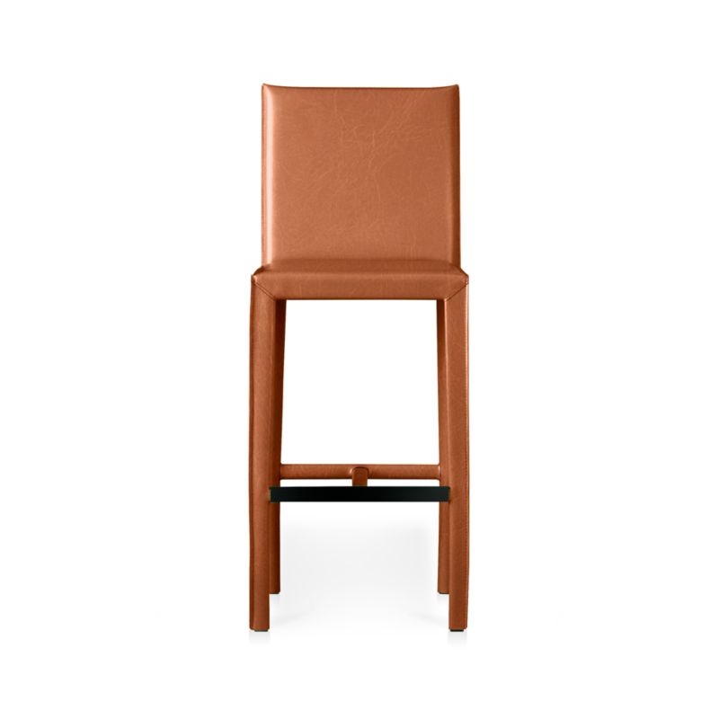 Folio Whiskey Brown Top-Grain Leather Counter Stool