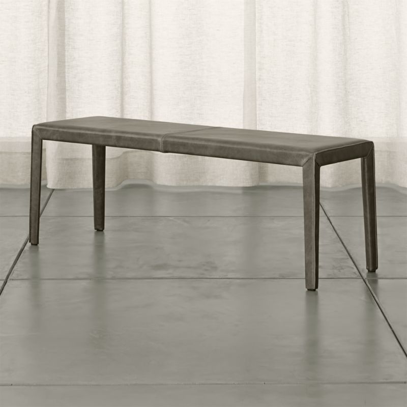 Folio Stone Grey Top-Grain Leather 52" Bench | Crate and Barrel Canada