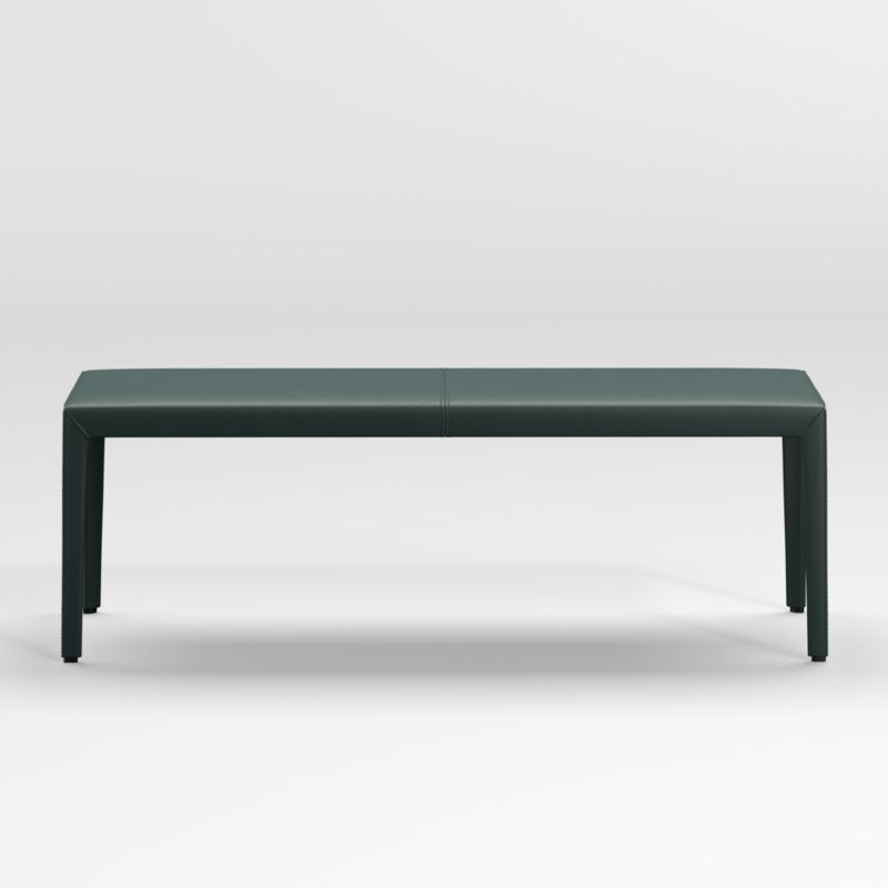 Folio Dark Green Top-Grain Leather 52" Bench