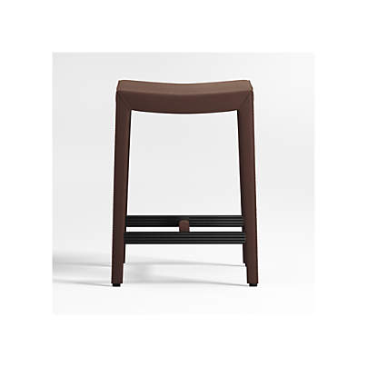 Folio Saddle Top-Grain Leather Backless Counter Stool