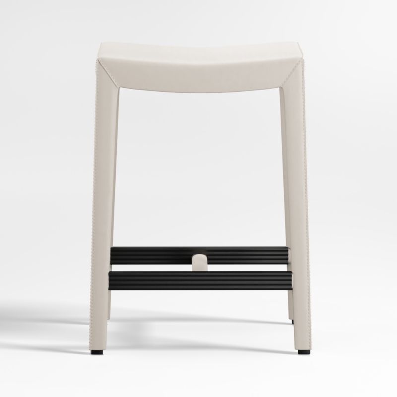 Folio Sand Top-Grain Leather Backless Counter Stool