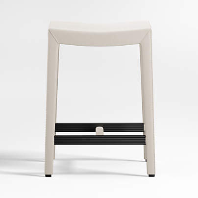 Folio Sand Top-Grain Leather Backless Counter Stool