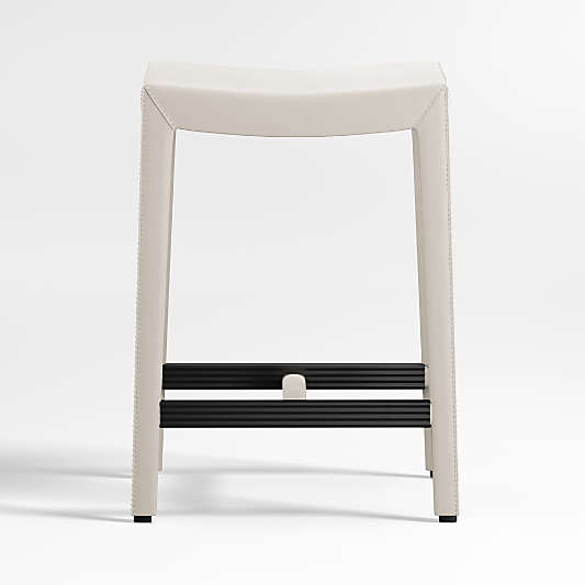 Folio Sand Top-Grain Leather Backless Counter Stool