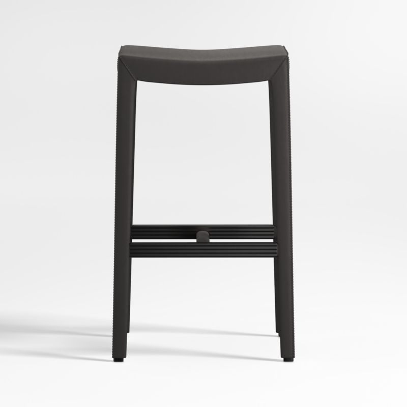 Folio Viola Black Top-Grain Leather Backless Bar Stool - image 0 of 6