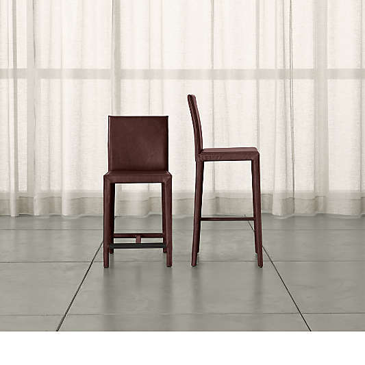 Folio Merlot Top-Grain Leather Counter Stool