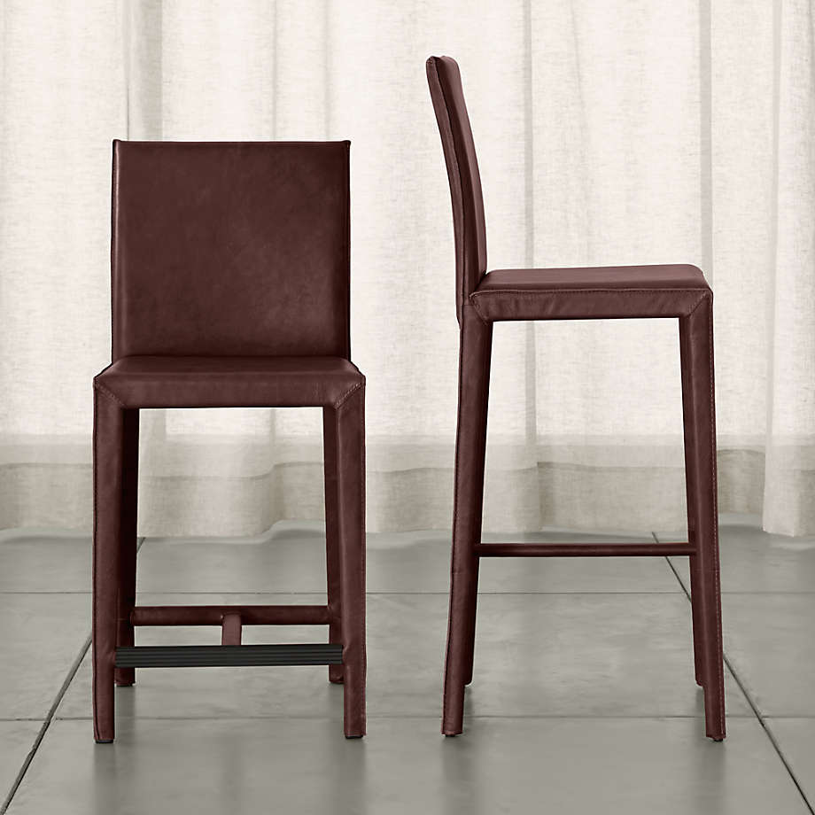 Folio Merlot Top Grain Leather Bar Stool Reviews Crate Barrel