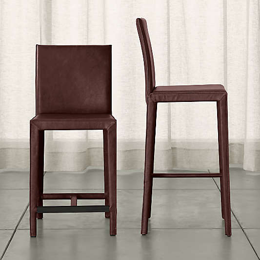 Folio Merlot Top-Grain Leather Counter Stool