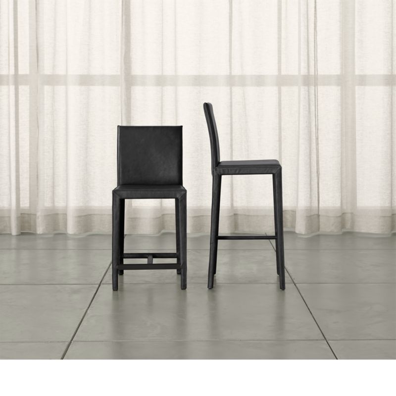 Folio Viola Black Top-Grain Leather Bar Stool - image 2 of 6