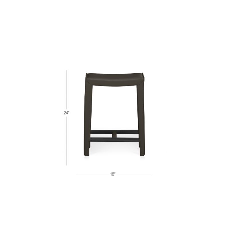 View Folio Granite Grey Top-Grain Leather Backless Counter Stool - image 2 of 6