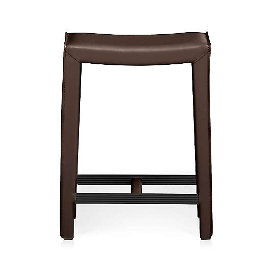 Folio Saddle Top-Grain Leather Backless Counter Stool