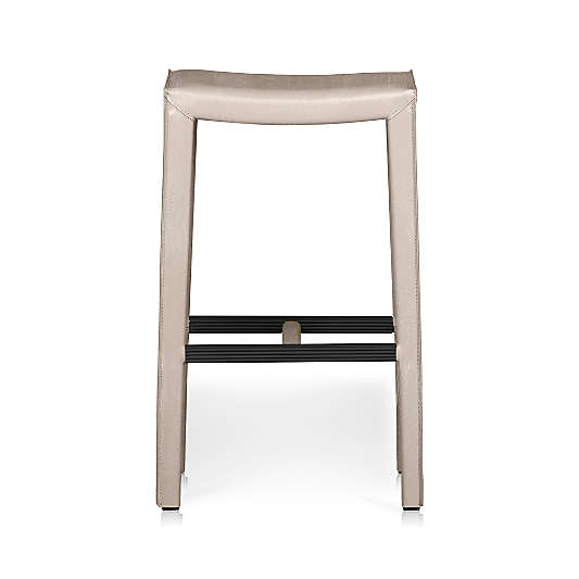 Folio Sand Top-Grain Leather Backless Counter Stool