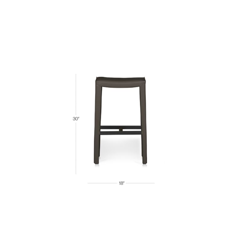 View Folio Granite Grey Top-Grain Leather Backless Bar Stool - image 2 of 6