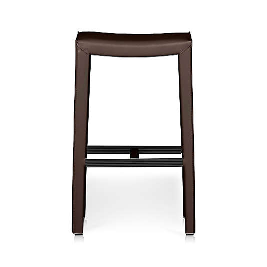 Folio Saddle Top-Grain Leather Backless Counter Stool