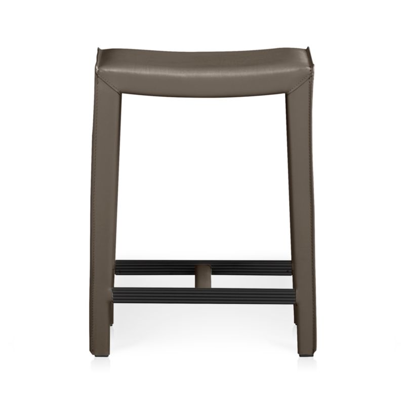 Folio Granite Grey Top-Grain Leather Backless Counter Stool - image 4 of 6