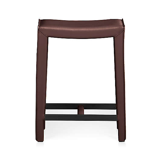 Folio Merlot Top-Grain Leather Backless Counter Stool