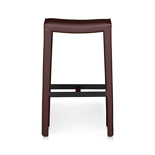 Folio Merlot Top-Grain Leather Backless Counter Stool