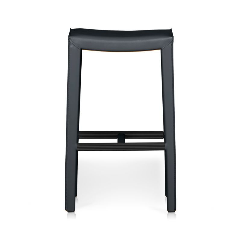 Folio Oceana Blue Top-Grain Leather Backless Counter Stool