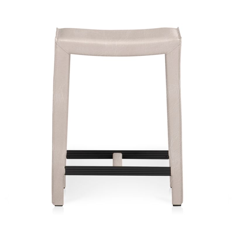 Folio Sand Top-Grain Leather Backless Counter Stool