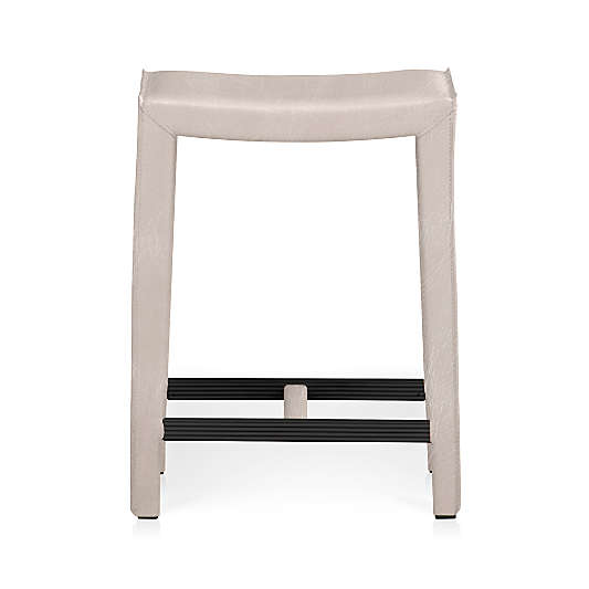 Folio Sand Top-Grain Leather Backless Counter Stool