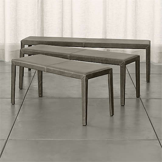 Folio Stone Grey Top-Grain Leather 40" Bench