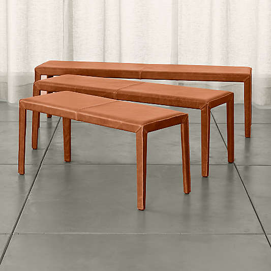 Folio Whiskey Brown Top-Grain Leather 64" Bench