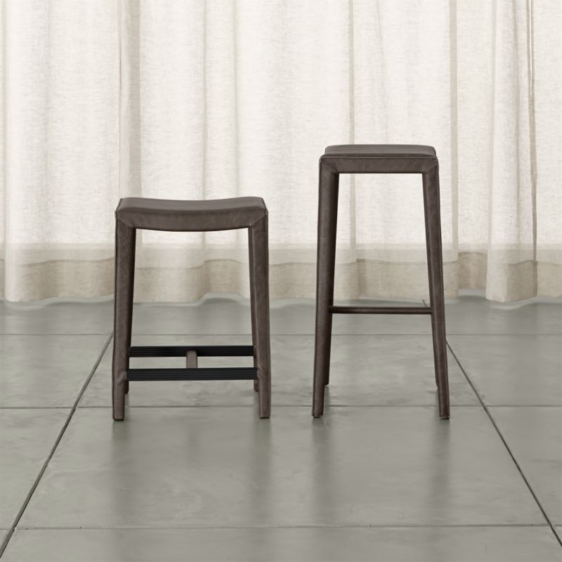 Folio Merlot Top-Grain Leather Backless Counter Stool - image 2 of 5