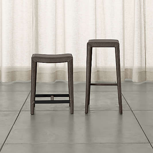 Folio Merlot Top-Grain Leather Backless Counter Stool